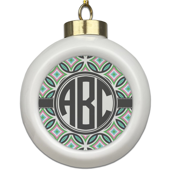 Custom Geometric Circles Ceramic Ball Ornament (Personalized)