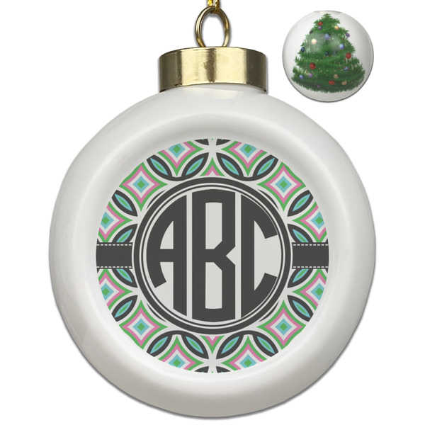 Custom Geometric Circles Ceramic Ball Ornament - Christmas Tree (Personalized)