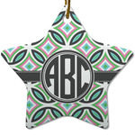 Geometric Circles Star Ceramic Ornament w/ Monogram