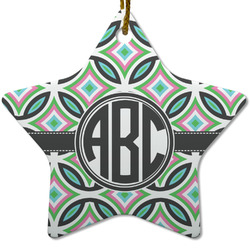 Geometric Circles Star Ceramic Ornament w/ Monogram