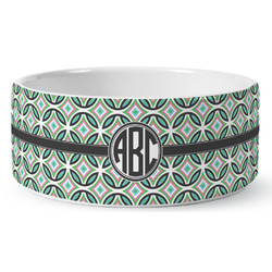 Geometric Circles Ceramic Dog Bowl - Medium (Personalized)