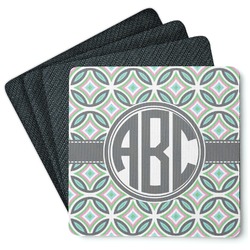 Geometric Circles Square Rubber Backed Coasters - Set of 4 (Personalized)