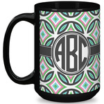 Geometric Circles 15 Oz Coffee Mug - Black (Personalized)