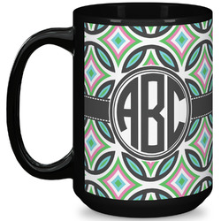 Geometric Circles 15 Oz Coffee Mug - Black (Personalized)