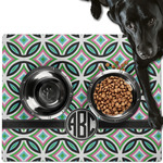 Geometric Circles Dog Food Mat - Large w/ Monogram