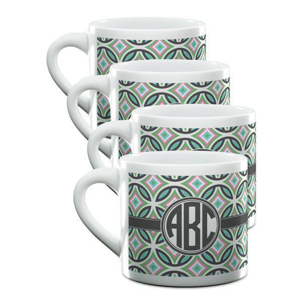 Custom Geometric Circles Double Shot Espresso Cups - Set of 4 (Personalized)