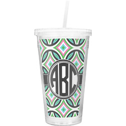 Geometric Circles Double Wall Tumbler with Straw (Personalized)