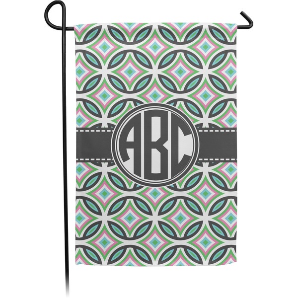 Custom Geometric Circles Small Garden Flag - Double Sided w/ Monograms