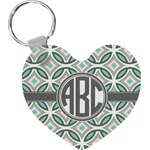 Geometric Circles Heart Plastic Keychain w/ Monogram