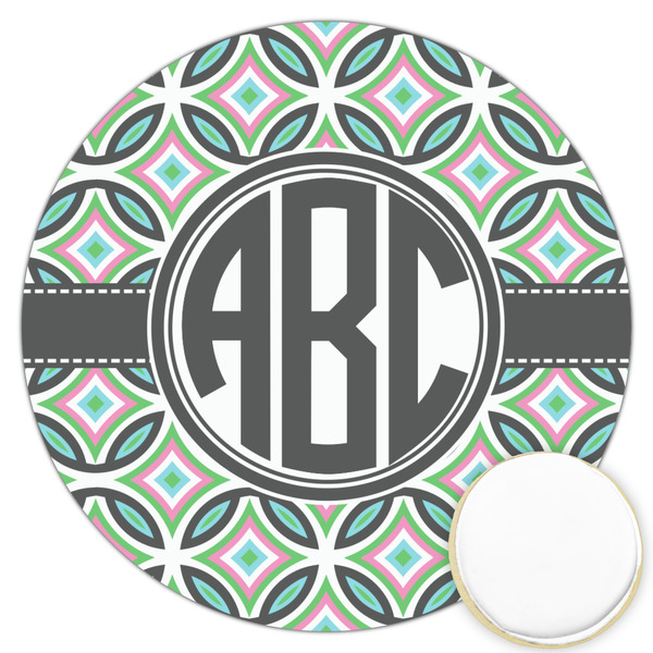 Custom Geometric Circles Printed Cookie Topper - 3.25" (Personalized)