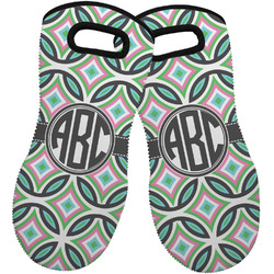 Geometric Circles Neoprene Oven Mitts - Set of 2 w/ Monogram