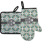 Geometric Circles Oven Mitt & Pot Holder Set w/ Monogram