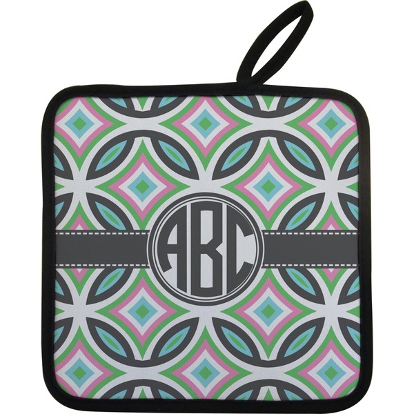 Custom Geometric Circles Pot Holder w/ Monogram