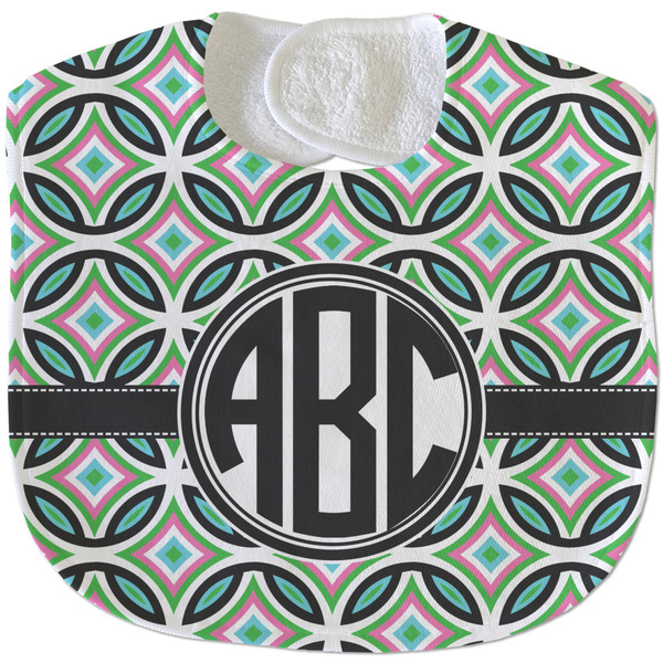 Custom Geometric Circles Velour Baby Bib w/ Monogram