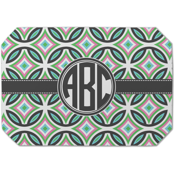 Custom Geometric Circles Dining Table Mat - Octagon (Single-Sided) w/ Monogram