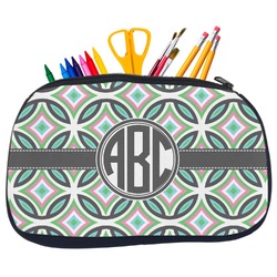 Geometric Circles Neoprene Pencil Case - Medium w/ Monogram