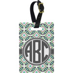 Geometric Circles Plastic Luggage Tag - Rectangular w/ Monogram