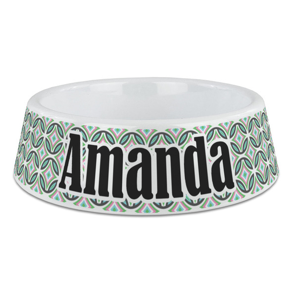 Custom Geometric Circles Plastic Dog Bowl - Large (Personalized)