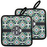 Geometric Circles Pot Holders - Set of 2 w/ Monogram