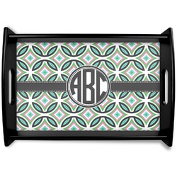 Geometric Circles Black Wooden Tray - Small (Personalized)