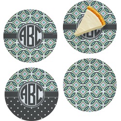 Geometric Circles Set of 4 Glass Appetizer / Dessert Plate 8" (Personalized)