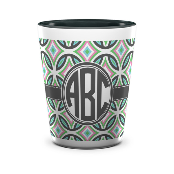 Custom Geometric Circles Ceramic Shot Glass - 1.5 oz - Two Tone - Single (Personalized)