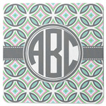 Geometric Circles Square Rubber Backed Coaster (Personalized)