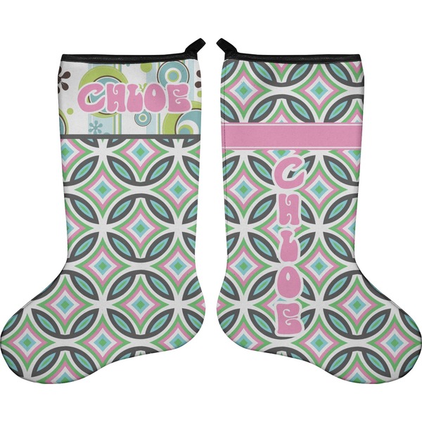 Custom Geometric Circles Holiday Stocking - Double-Sided - Neoprene (Personalized)