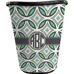 Geometric Circles Waste Basket - Single Sided (Black) (Personalized)