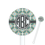 Geometric Circles 5.5" Round Plastic Stir Sticks - White - Single Sided (Personalized)