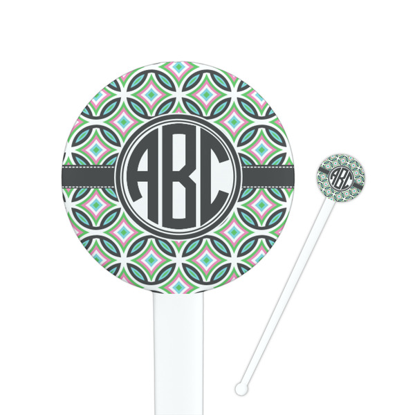 Custom Geometric Circles 7" Round Plastic Stir Sticks - White - Double Sided (Personalized)