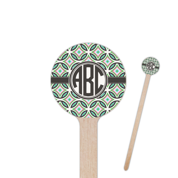 Custom Geometric Circles 7.5" Round Wooden Stir Sticks - Single Sided (Personalized)