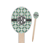 Geometric Circles Oval Wooden Food Picks - Single Sided (Personalized)