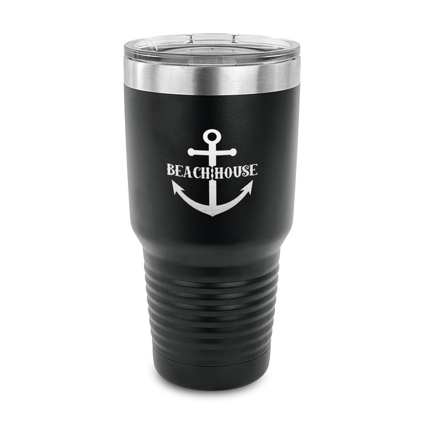 Custom Chic Beach House 30 oz Stainless Steel Tumbler - Black - Single Sided