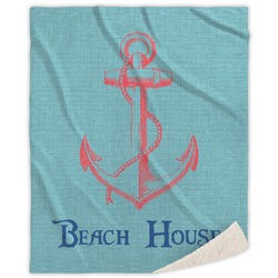 Chic Beach House Sherpa Throw Blanket