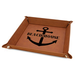 Chic Beach House Faux Leather Dice Tray - 9" x 9" - Rawhide