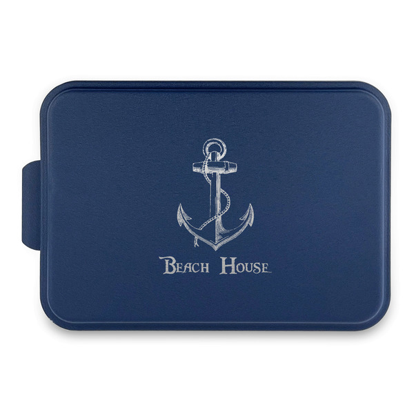 Custom Chic Beach House Aluminum Baking Pan with Navy Lid