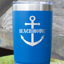 Chic Beach House 20 oz Stainless Steel Tumbler - Royal Blue - Double Sided