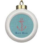 Chic Beach House Ceramic Ball Ornament