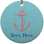 Chic Beach House Round Ceramic Ornament