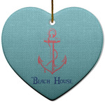 Chic Beach House Heart Ceramic Ornament