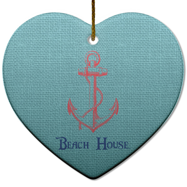 Custom Chic Beach House Heart Ceramic Ornament