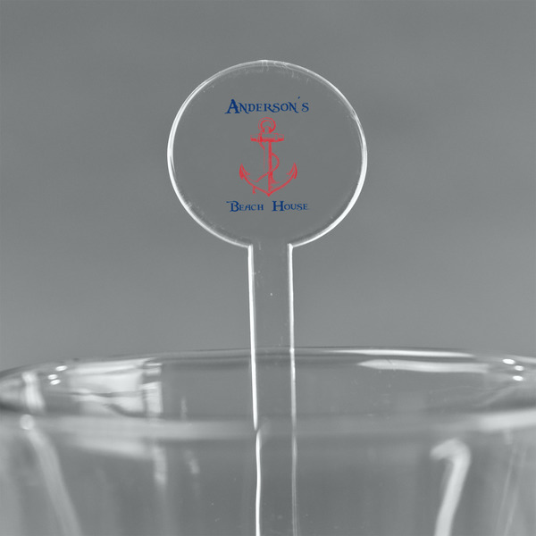 Custom Chic Beach House 7" Round Plastic Stir Sticks - Clear