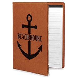 Chic Beach House Leatherette Portfolio with Notepad - Large - Single Sided