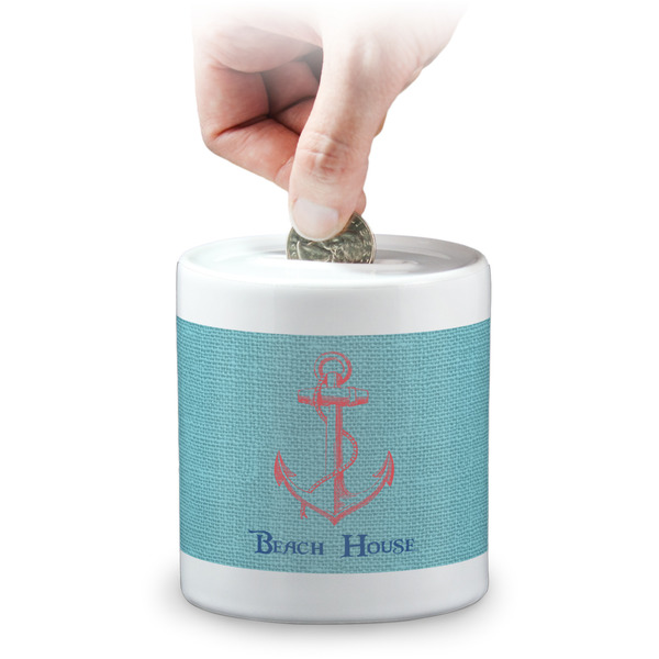 Custom Chic Beach House Coin Bank