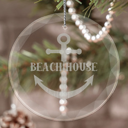 Chic Beach House Engraved Glass Ornament