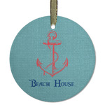 Chic Beach House Flat Glass Ornament - Round