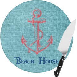 Chic Beach House Round Glass Cutting Board