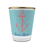 Chic Beach House Glass Shot Glass - 1.5 oz - with Gold Rim - Set of 4