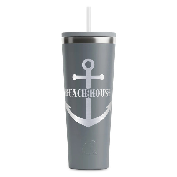 Custom Chic Beach House RTIC Everyday Tumbler with Straw - 28oz - Grey - Double-Sided